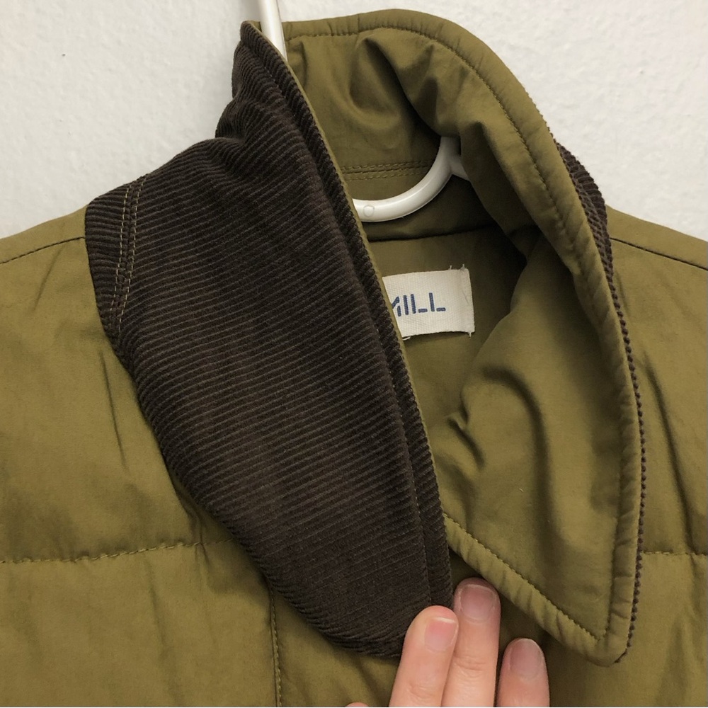 Alex Mill Womens Quilted Cropped Puffer Jacket Corduroy Barn Coat Cotton Green S - Picture 6 of 9